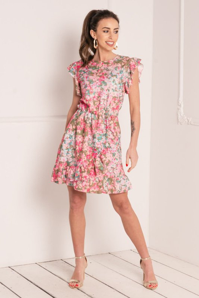 Robe rose femme à volants - Vêtements