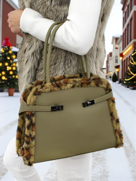 Petit sac à main pour femme en cuir écologique avec motif léopard Panthory