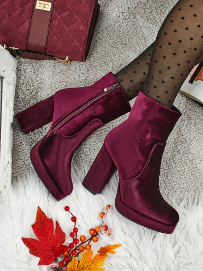 Bottines pour femmes à talons épais imitation velours Miss