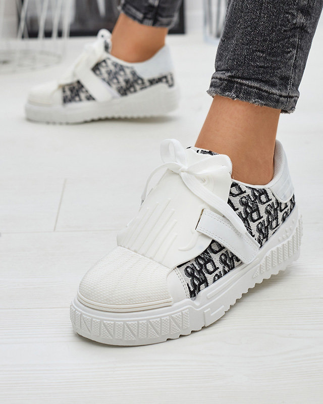 White Printed Sports Sneakers Harrett- Footwear