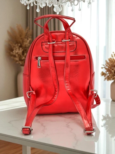 Sac à dos Royalfashion pour femmes en cuir écologique avec rayures Métalliques Rayures