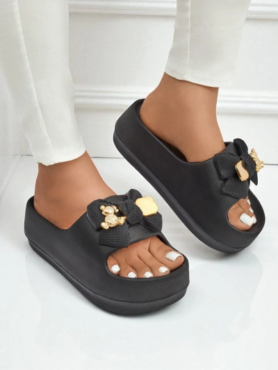 Royalfashion Tongs en caoutchouc pour femme avec nœud décoratif Alday