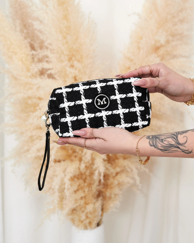 Royalfashion Sac à cosmétiques noir à carreaux pour femmes