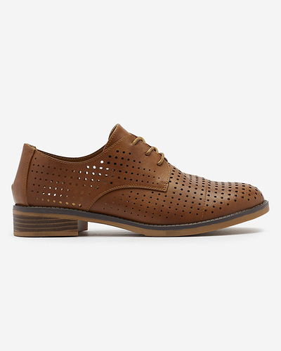 OUTLET Demi chaussures en cuir écologique ajouré pour femme Camel Azedvo- Footwear
