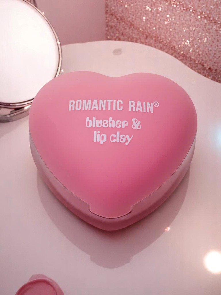Rouge à lèvres et blush 2-en-1 dans un pot en forme de cœur Rose