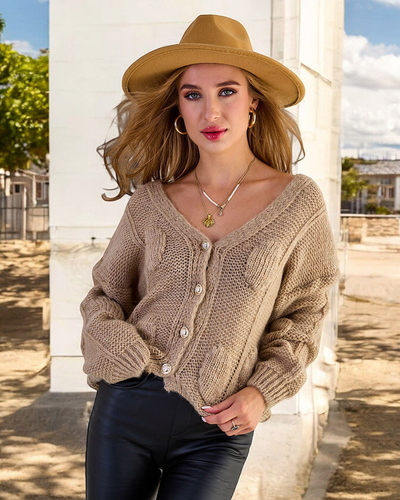 Royalfashion Pull tricoté pour femme avec boutons