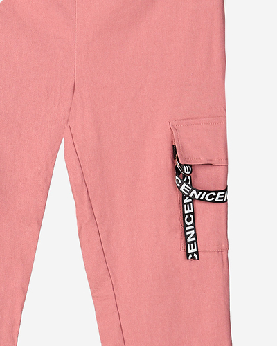 Pantalon cargo femme rose foncé avec ceinture - Vêtements
