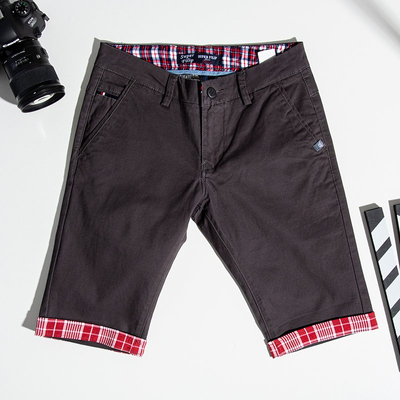 Short homme gris foncé avec empiècements bordeaux - Vêtements