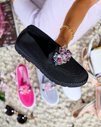 Royalfashion Demi-pointes à enfiler noires pour femmes Enweta