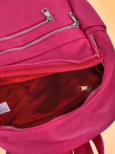 Sac à dos pour femme Calista Fuchsia RoyalModa en cuir écologique, spacieux pour A4