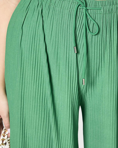 Pantalon palazzo large à plis pour femmes en vert - Vêtements