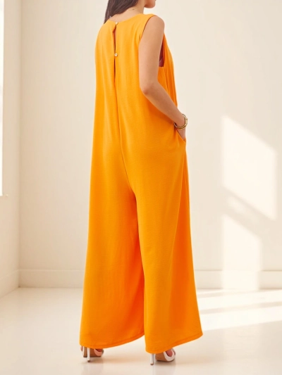 Combinaison Callisto Orange – Élégance Moderne en Viscose pour l'Été