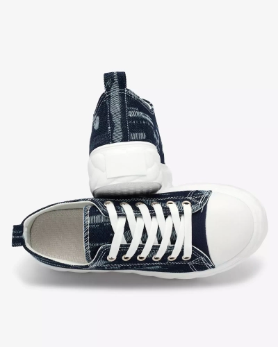 Royalfashion Baskets en denim bleu marine pour femme avec frottement Nerolera