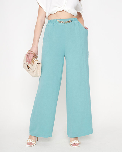 Pantalon palazzo large vert pour femme avec chaîne - Vêtements