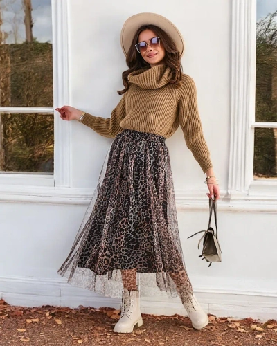 Jupe midi pour femmes à motif Royalfashion avec tulle