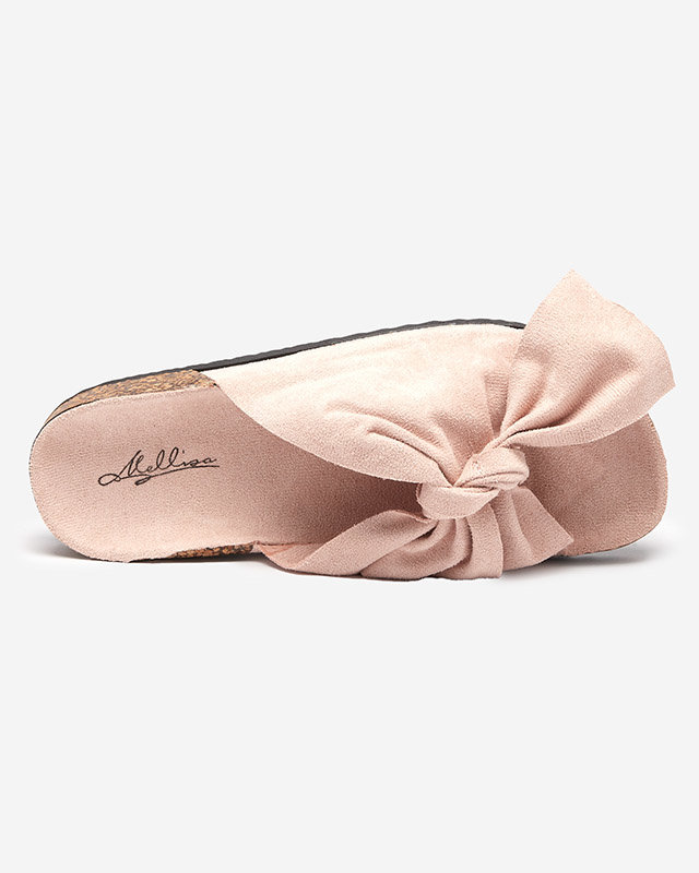 OUTLET Chaussons femme rose clair en éco-daim avec nœud Xeria - Footwear
