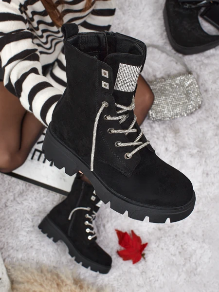 Bottines à lacets en éco-daim pour femmes Tessaro