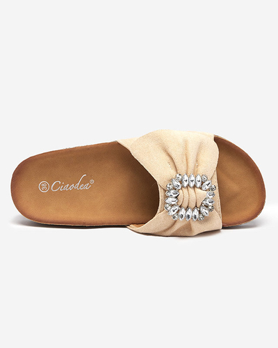 OUTLET Chaussons femme en éco-daim beige avec boucle Nals - Footwear