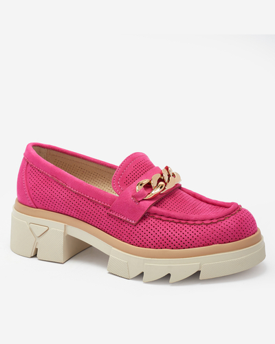 Royalfashion Mocassins en daim écologique avec embellissement doré en fuchsia Zaffix