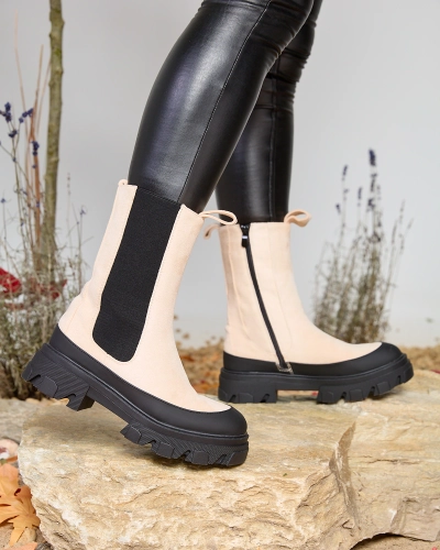 OUTLET Royalfashion Bottes hautes isolées pour femmes Beige Soft Way