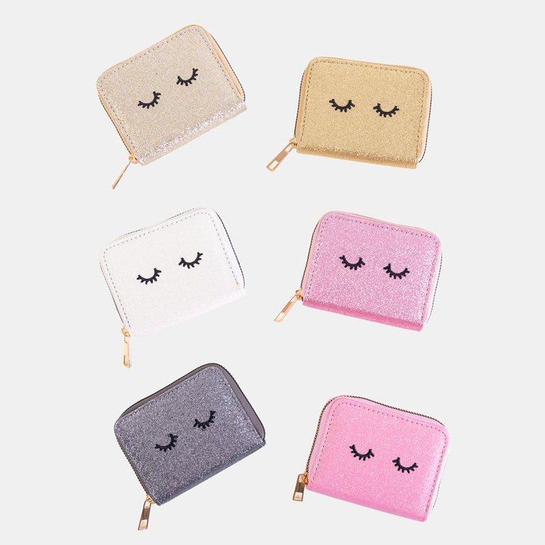 Petit portefeuille en brocart argent pour femme - Portefeuille