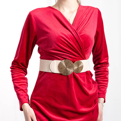 Ceinture Élastique Femme Beige avec Boucle - Accessoires