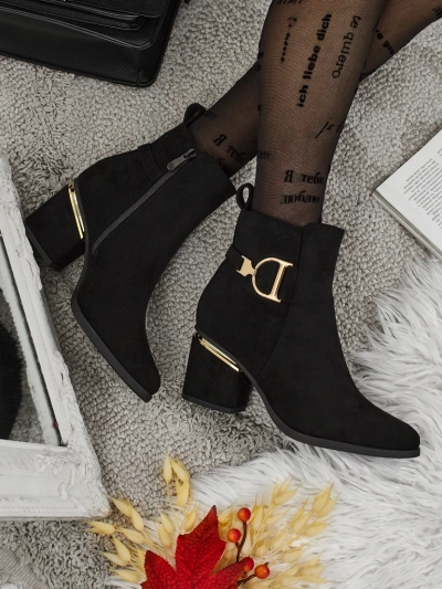 Bottines femme en daim écologique à talon bloc Calyssa