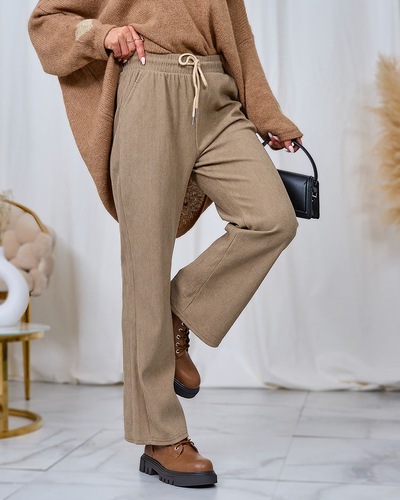 Royalfashion Pantalon en velours côtelé pour femme de couleur kaki