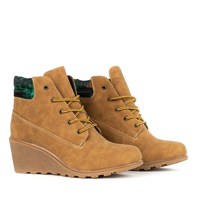 Bottines compensées marron avec empiècement vert et bleu Marona - Footwear