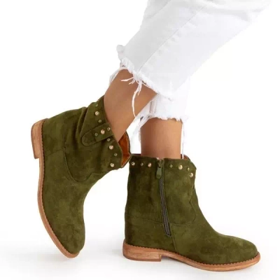 OUTLET Bottes de cowboy vert foncé sur un coin Brenna - Chaussures