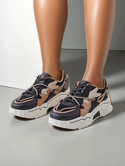 Royalfashion Baskets de sport à plateforme pour femmes Viela