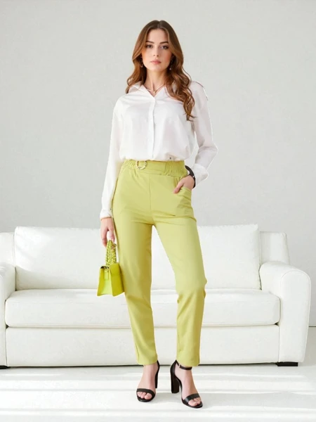 Pantalon Élégant Doré Kaliope Jaune Clair