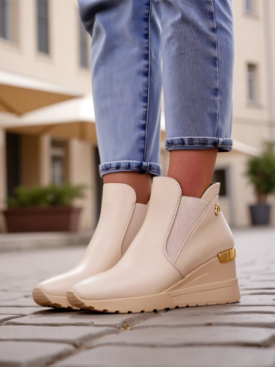 Royalfashion Bottines à talon compensé pour femmes Zaficoles