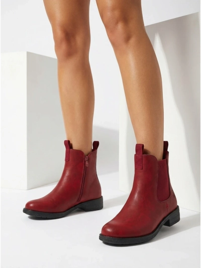 Bottines pour Femmes Aurora Rouges en Cuir Élégantes pour l'Automne