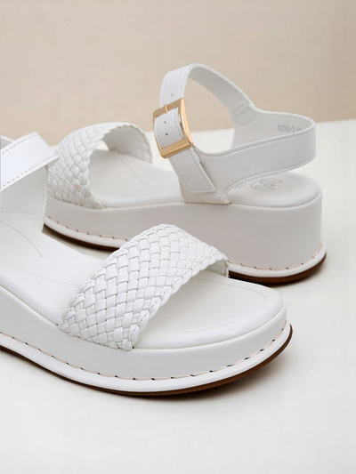 Royalfashion Sandales compensées femme avec bride tressée Fiolle