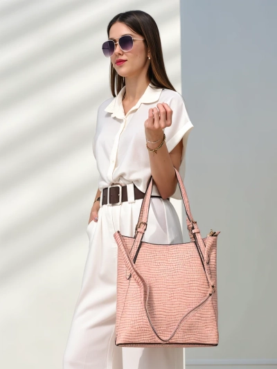 Sac à main en simili cuir verni pour femmes Royalfashion avec embossage