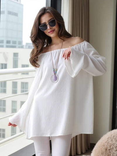 Blouse off-shoulder Royalfashion pour femmes avec volants