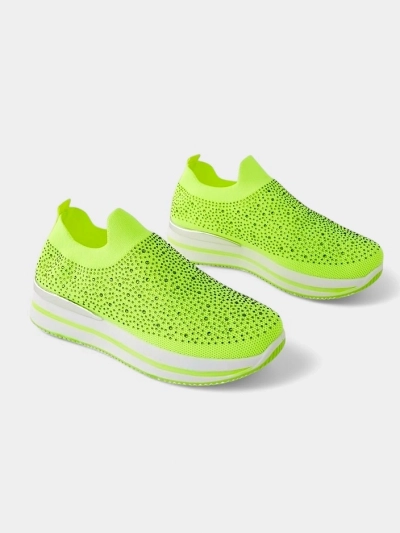 Chaussures de sport en tissu à enfiler Royalfashion pour femmes avec des rhinestones Adeq