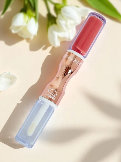Rouge à lèvres 2-en-1 et gloss transparent Bois de rose classique