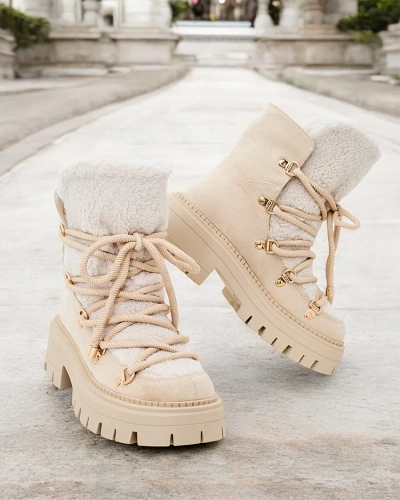 Royalfashion Bottes de neige Lozin à lacets pour femme