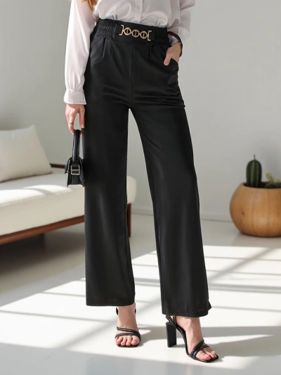 Pantalons larges pour femmes Royalfashion avec une boucle décorative