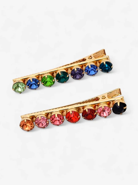 Royalfashion Épingles à cheveux avec des cristaux colorés