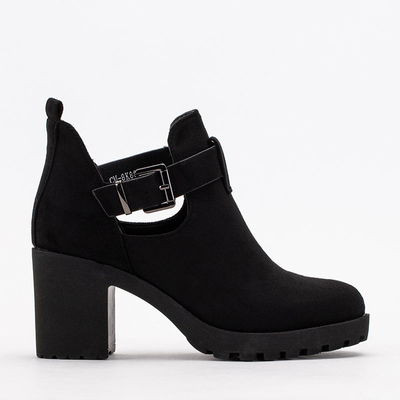 OUTLET Bottines à talon aiguille en éco-suède noir de Ollis- Footwear