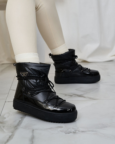 Royalfashion Bottes à enfiler pour femmes bottes de neige a'la en noir Nevsone