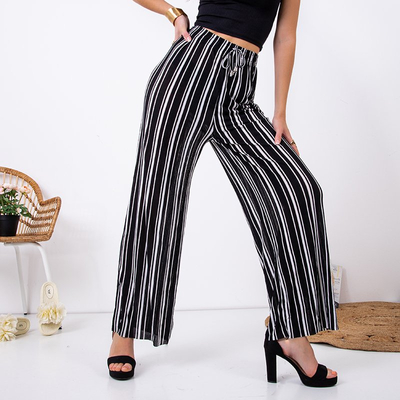 Pantalon long en tissu rayé femme noir - Vêtements