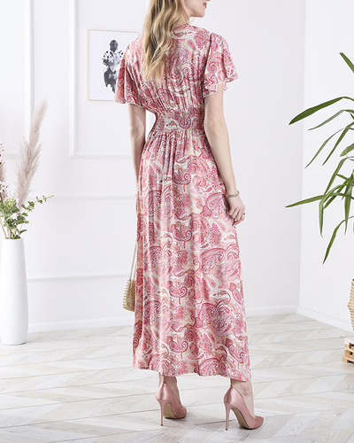 Robe midi rose à motifs pour femmes Vêtements