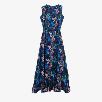 Robe maxi portefeuille bleu marine - Vêtements
