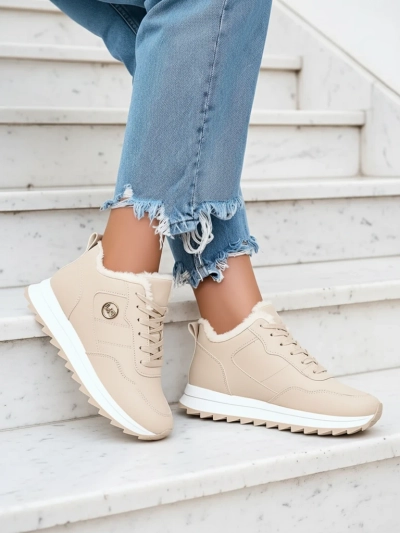 Royalfashion Chaussures de sport beiges pour femmes avec isolation Lahho