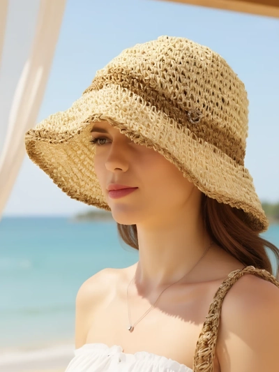 Royalfashion Chapeau de paille pour femme Sun Bloom