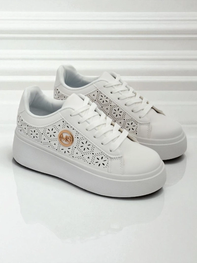 Sneakers Aelia Royalfashion pour femmes sur plateforme, ajourées, blanches, écru